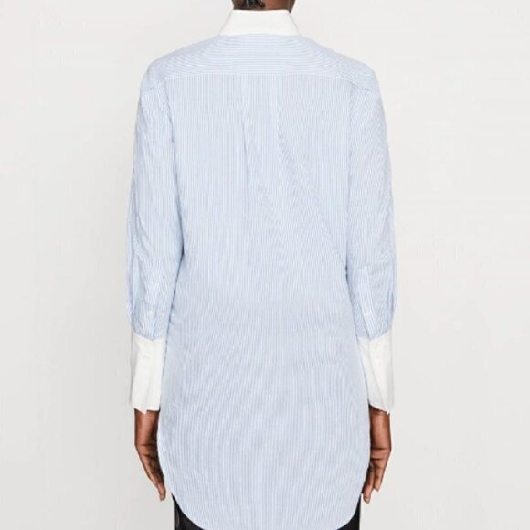 Frame Striped Blue White Collared Chambray Shirt S - Picture 2 of 7